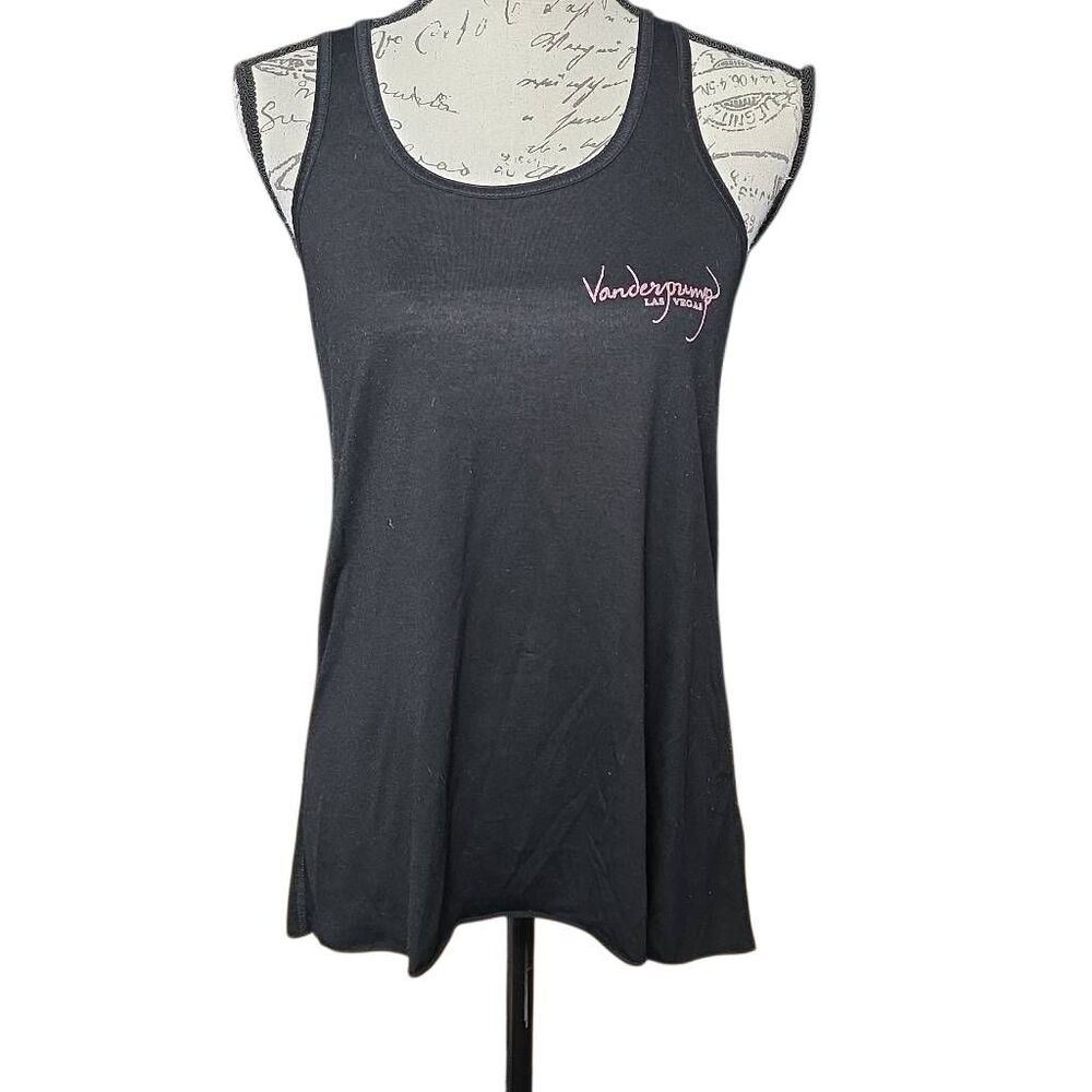 Caesars Palace Women's Size Large Black Pink Glitter Vanderpump Racerback Tank